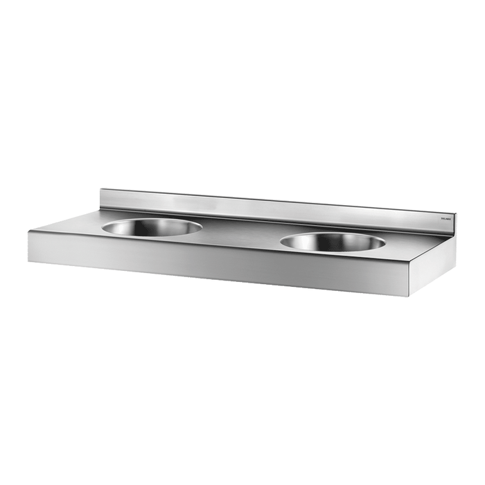 DELABIE DUPLO RP wall-hung trough washbasin, length 1200 mm, without tap hole