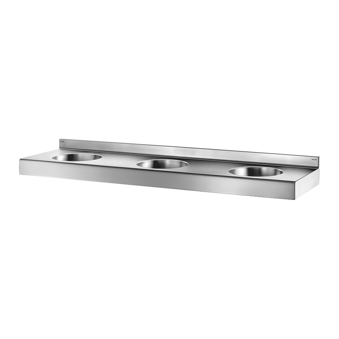 Vägghängd tvättränna DELABIE TRIPLO RP, längd 1800 mm, utan blandarhål