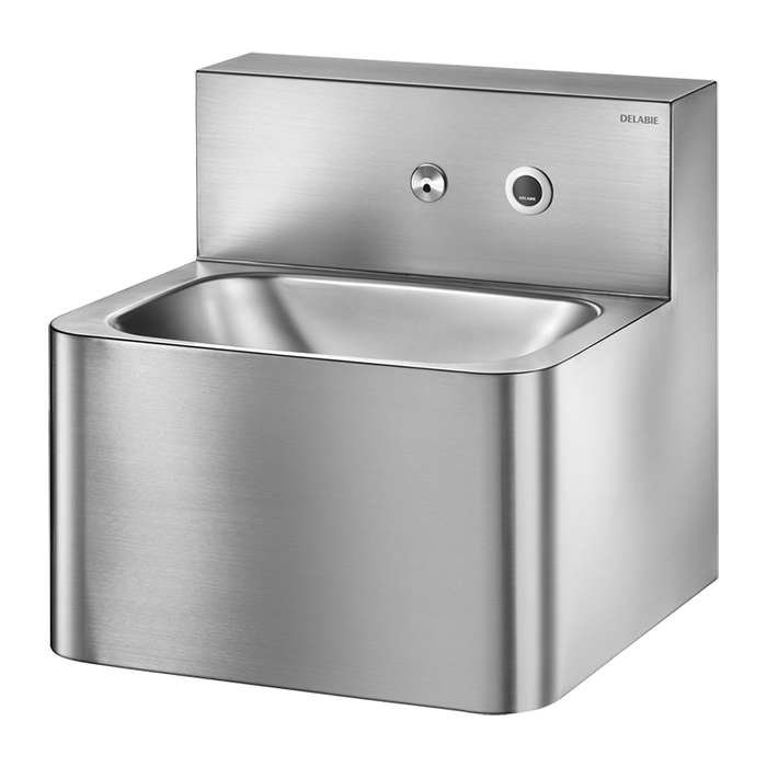 Lavabo sospeso DELABIE TEK, con rubinetteria elettronica, antivandalo