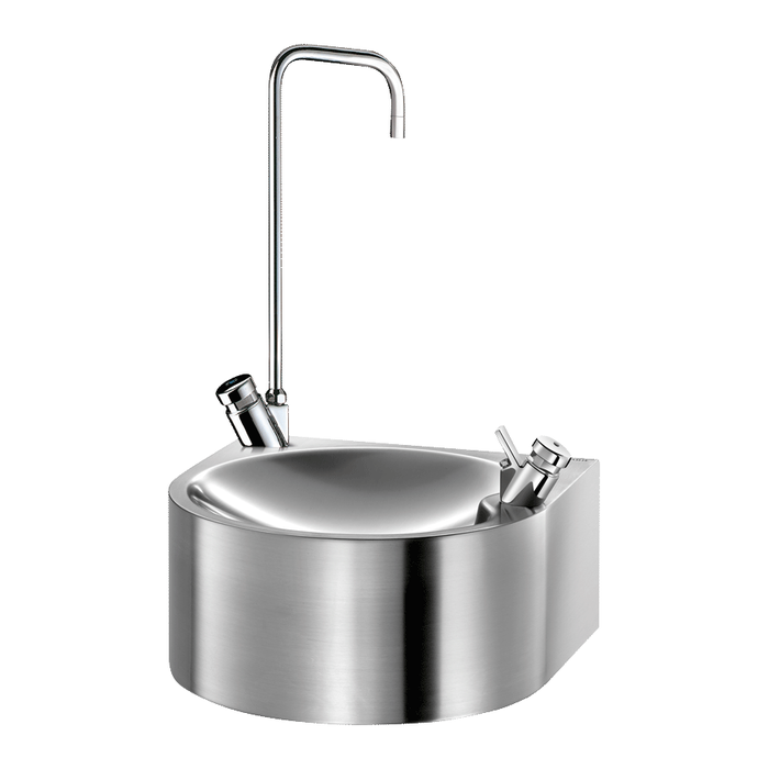 DELABIE SD wall-hung drinking fountain, with mouthwash bubbler and C spout