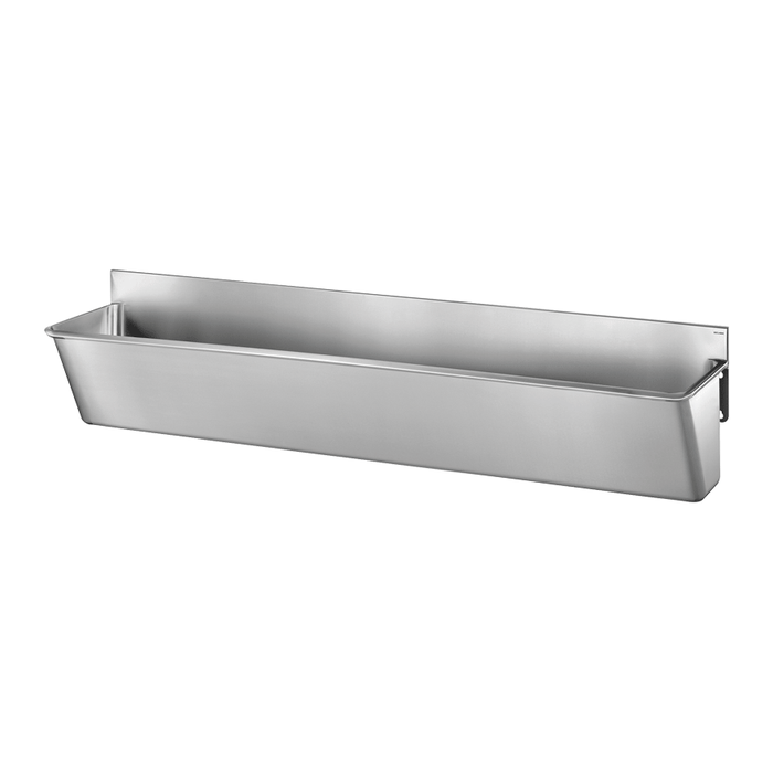 Wisząca umywalka chirurgiczna DELABIE, długość 2100 mm, z niską tylną ścianką, bez otworu