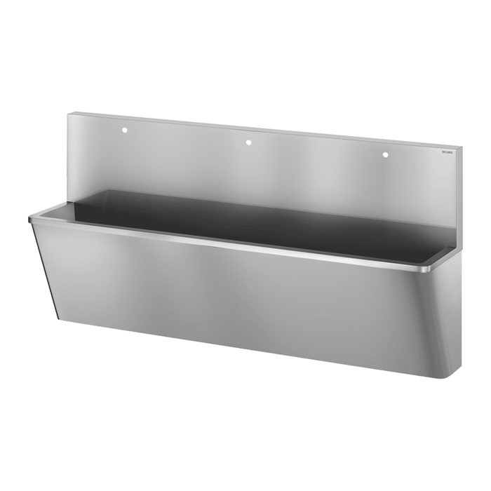 Lavabo chirurgico sospeso DELABIE HIGIENA, lunghezza 2100 mm, con alzatina alta, con tre fori Ø22
