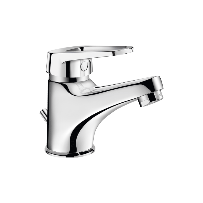 DELABIE mechanical deck-mounted tap for washbasin, with pop-up waste, open handle