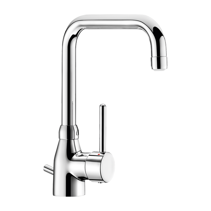 DELABIE mekanik ayakta duran lavabo bataryası, hareketli ağızlıklı, çubuklu ve tapalı