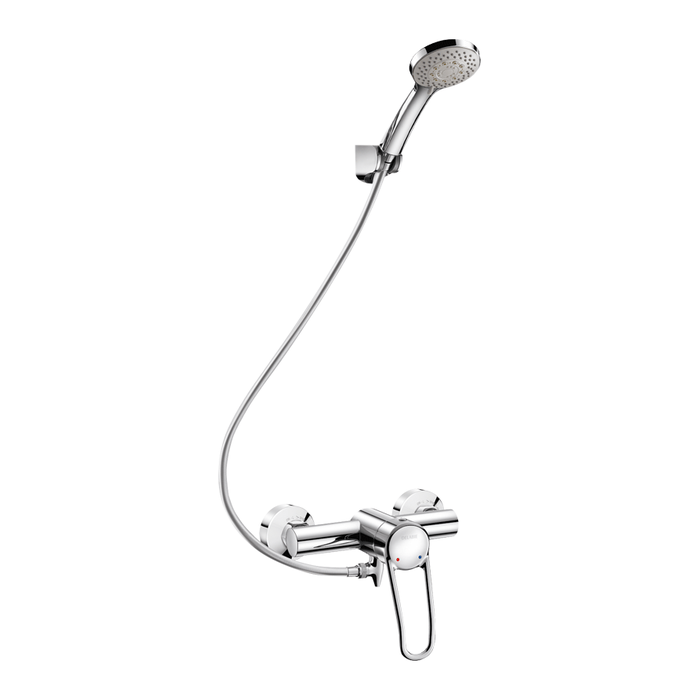 Samovyprazdňovací sprchový set s baterií DELABIE SECURITHERM 2739EP s regulátorem tlaku, excentry STOP/CHECK