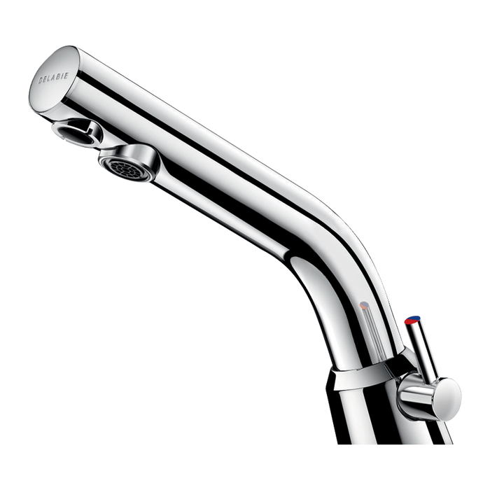 Mitigeur électronique sur plage DELABIE BINOPTIC MIX pour lavabo, M3/8″, alimentation secteur 230/12V avec transformateur