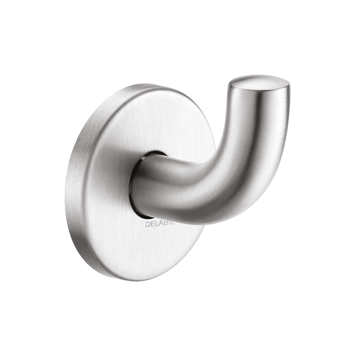 DELABIE coat hook, short model, satin stainless steel