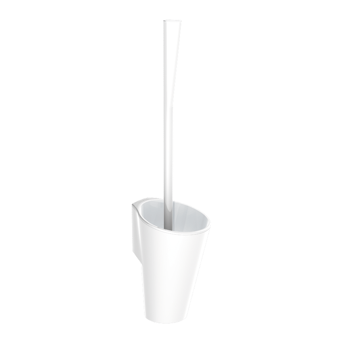 Väggmonterad WC-borsthållare DELABIE, med långt handtag, blank vit HR-nylon