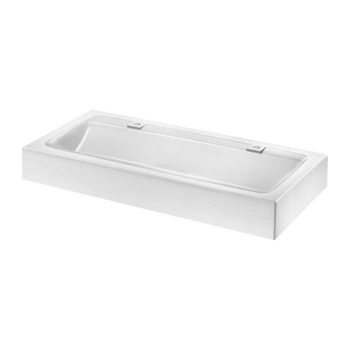 Lavabo collettivo sospeso DELABIE MINERALCAST, lunghezza 1200 mm, con foro Ø35
