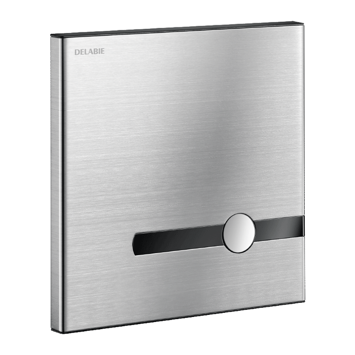 Bedieningsplaat DELABIE TEMPOMATIC Dual Control voor WC, CR123 6 V batterijvoeding, geborsteld RVS