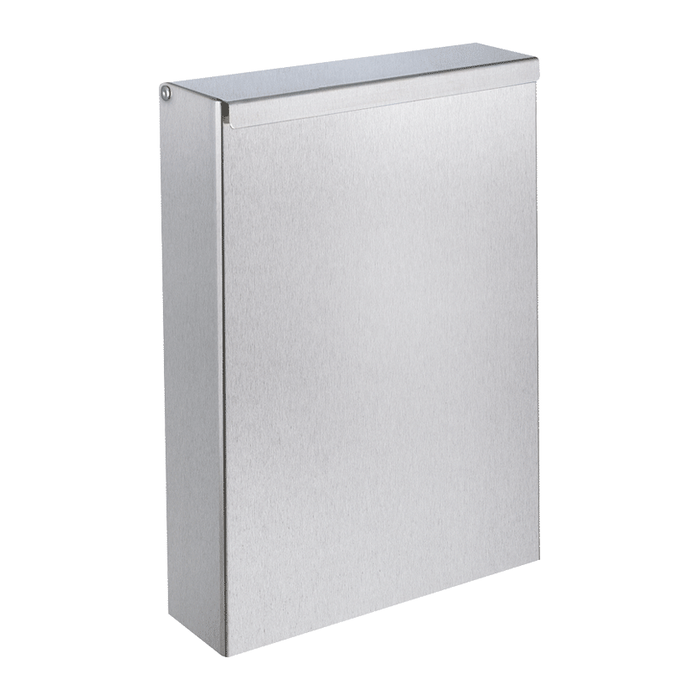 DELABIE wall-mounted rectangular 4.5L waste bin, with lid, satin stainless steel