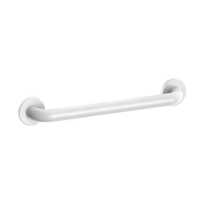 Rett støttehåndtak DELABIE for funksjonshemmede, Ø32, avstand 500 mm, antibakteriell nylon, hvit