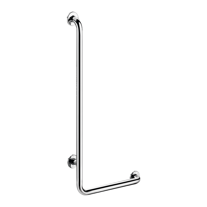 L-formet brusestøttegreb højre DELABIE for handicappede, Ø32, højde 1150 mm, blank rustfri stål