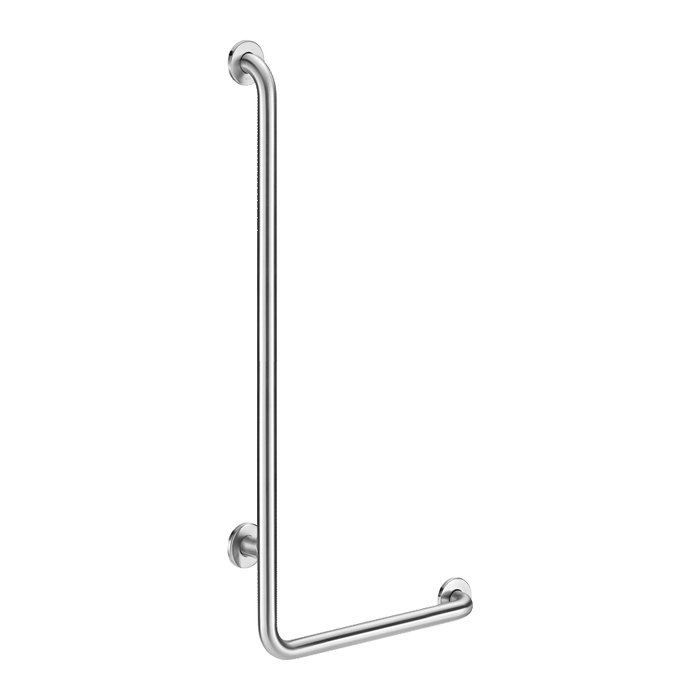 L-formet brusestøttegreb højre DELABIE for handicappede, Ø32, højde 1150 mm, satin rustfri stål