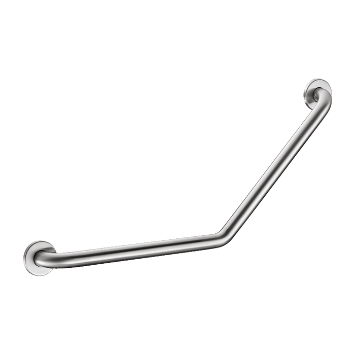 135° vinkelstøttegreb DELABIE for handicappede, Ø32, 400 × 400 mm, 2 punkter, satin rustfri stål