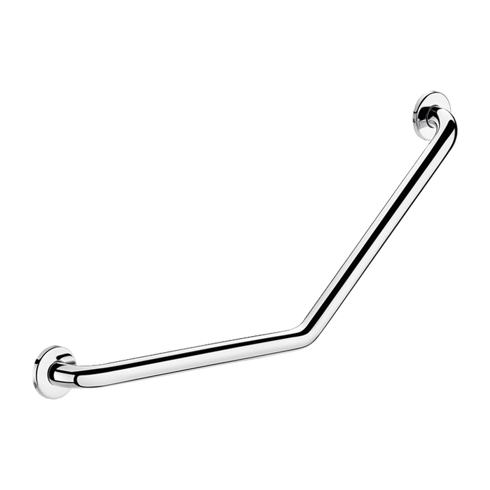135° vinkelstøttegreb DELABIE for handicappede, Ø25, 400 × 400 mm, 2 punkter, blank rustfri stål