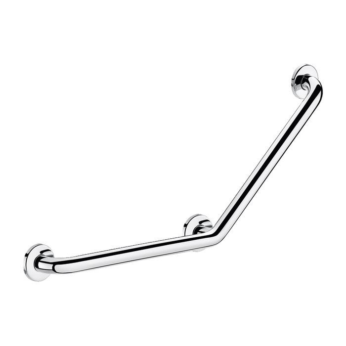 135° vinkelstøttegreb DELABIE for handicappede, Ø25, 400 × 400 mm, 3 punkter, blank rustfri stål