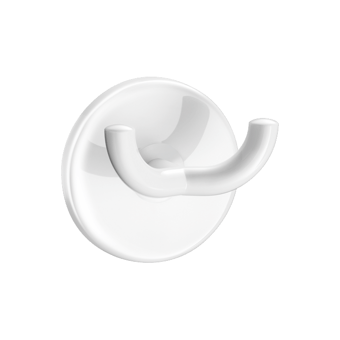 Gancho duplo para roupa, toalha DELABIE, nylon branco