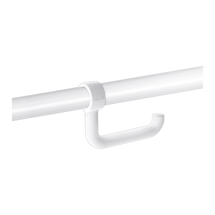 Suporte DELABIE para rolo de papel higiénico, montado em barra de apoio Ø 32-34, nylon branco