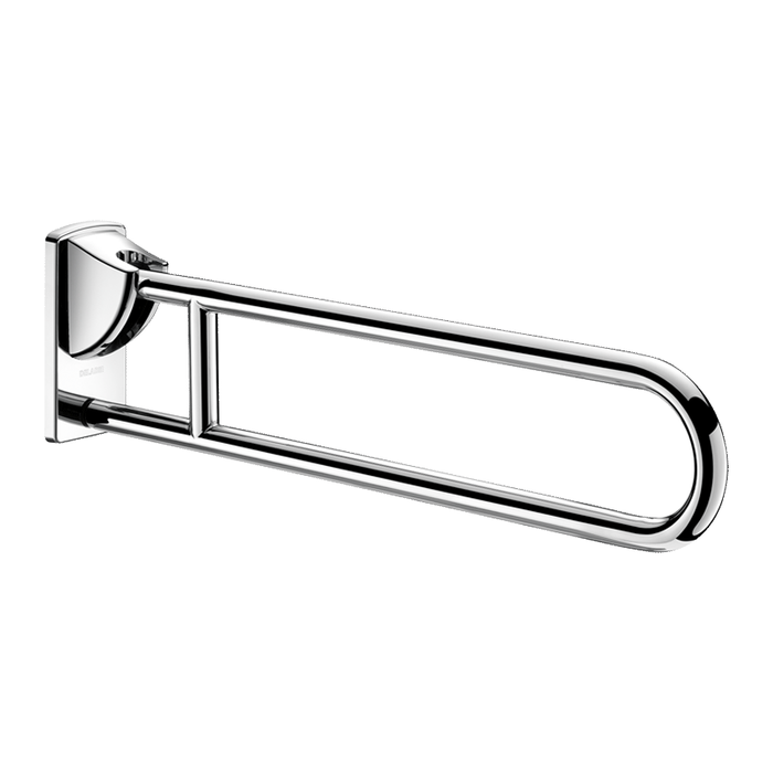 Uchylna poręcz łukowa DELABIE dla osób z niepełnosprawnością, Ø32, długość 850 mm, inox błyszczący