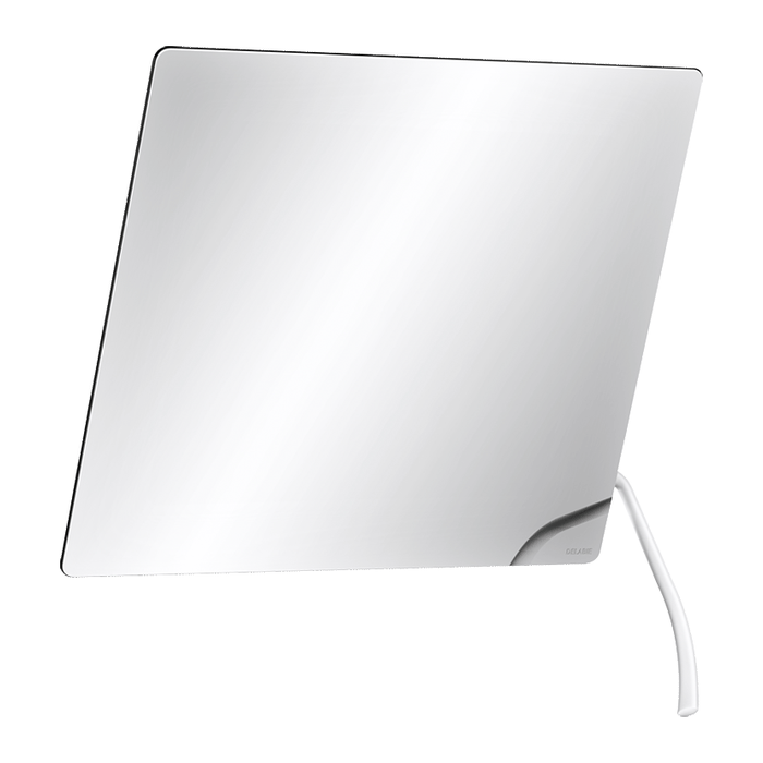 Espejo basculante DELABIE para personas con discapacidad, con asa larga de nylon blanco, 600 × 500 mm