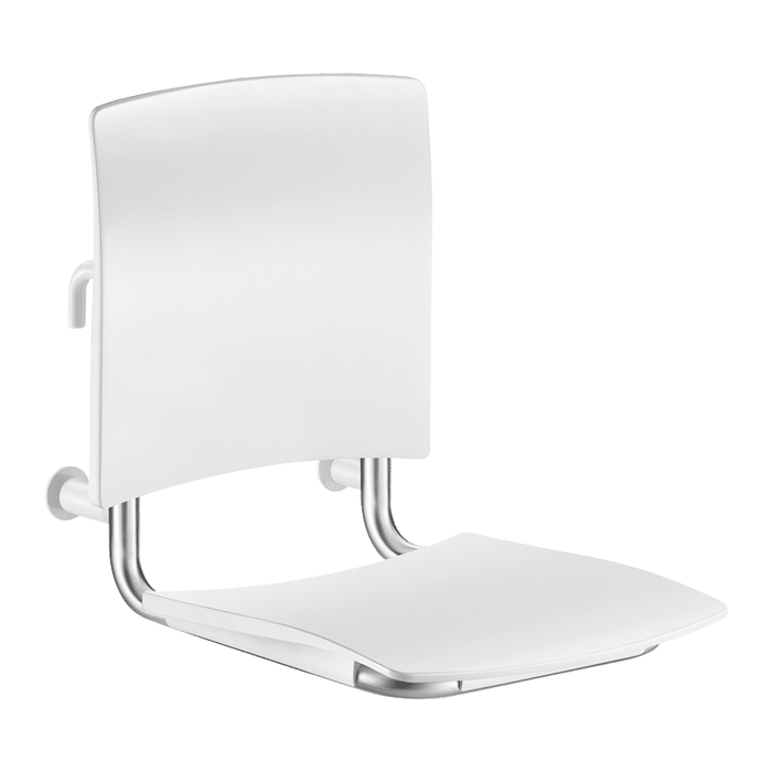 DELABIE removable lift-up shower seat, for people with disabilities, satin stainless steel