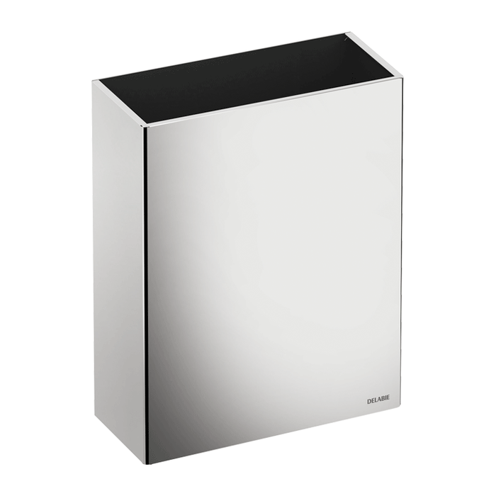 Wand, rechthoekige afvalemmer 25 L DELABIE, zonder deksel, glanzend RVS