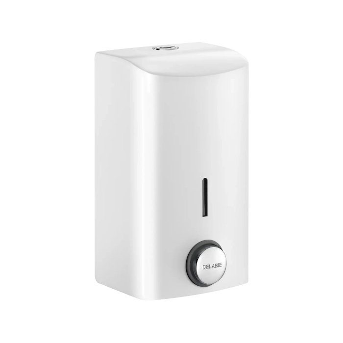 DELABIE 500ml wall-mounted liquid soap dispenser, white epoxy stainless steel