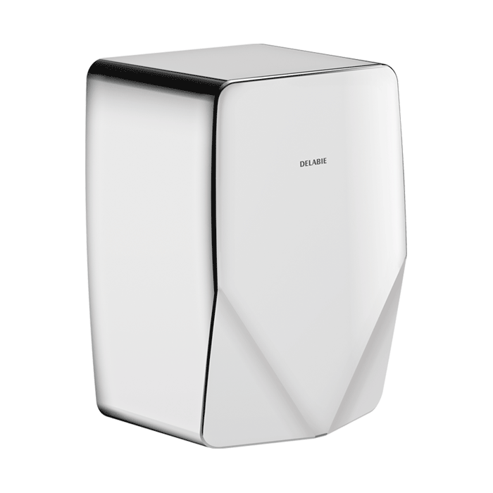 Secador de manos automático DELABIE HIGHFLOW Compact, con aire soplado intenso, acero inoxidable brillante