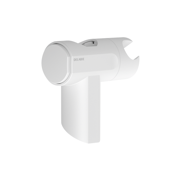 Support de douchette DELABIE Be-Line®, montage sur barres de douche, blanc mat