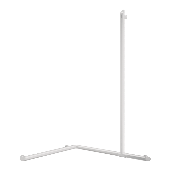 Hjørne brusestøttegreb DELABIE Be-Line® med glidende lodret stang, for handicappede, mathvid epoxy aluminium