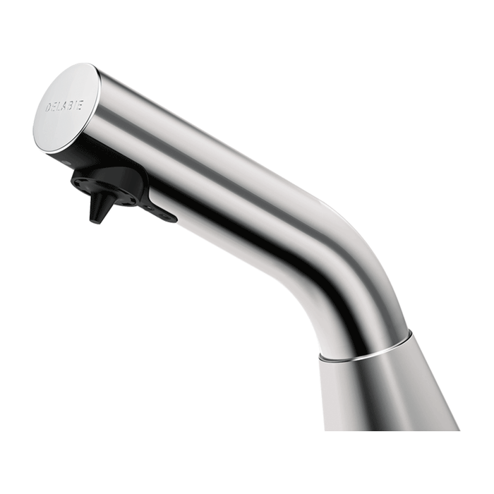 DELABIE BINOPTIC deck-mounted electronic soap or foam dispenser, 500ml tank, 230/6V mains supply with transformer, satin stainless steel