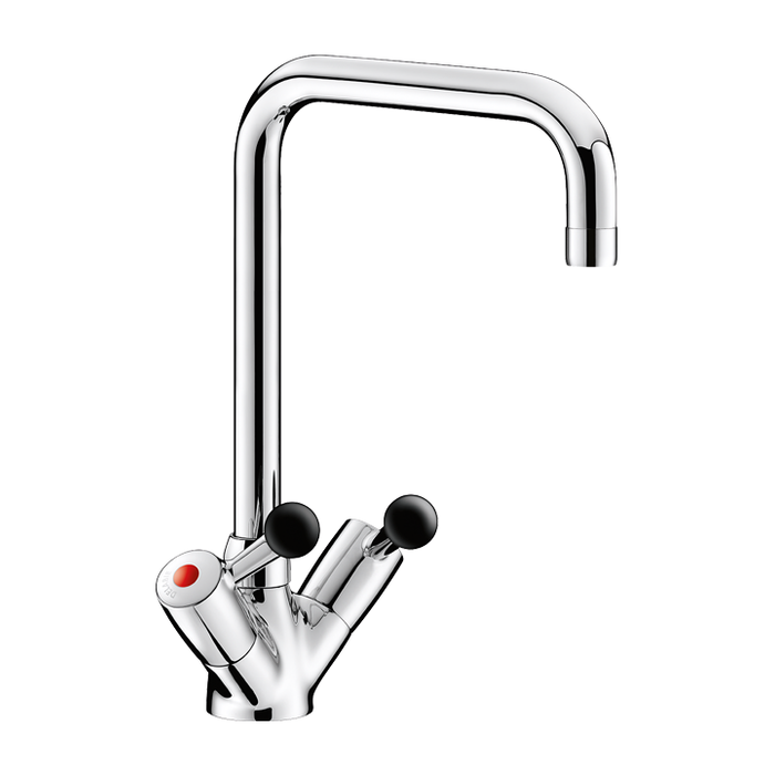 Stojąca bateria jednootworowa DELABIE, 45 L/min, ruchoma wylewka na wysokości 190 mm i długości 300 mm