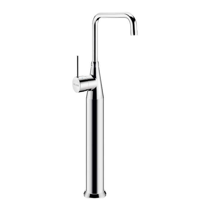 DELABIE deck-mounted single-hole mixer, on raised column, 60 L/min, swivel spout H. 685mm L. 300mm