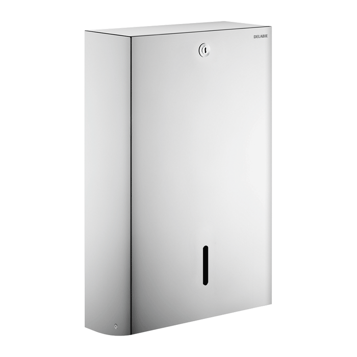DELABIE dispenser for 750 folded paper towels, bright stainless steel