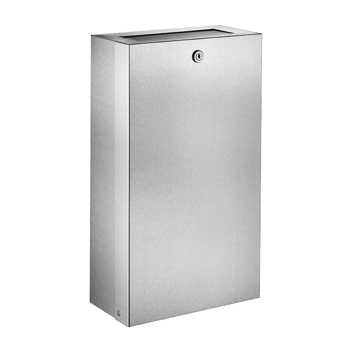DELABIE 16L wall-mounted waste bin, with flap and lock, satin stainless steel