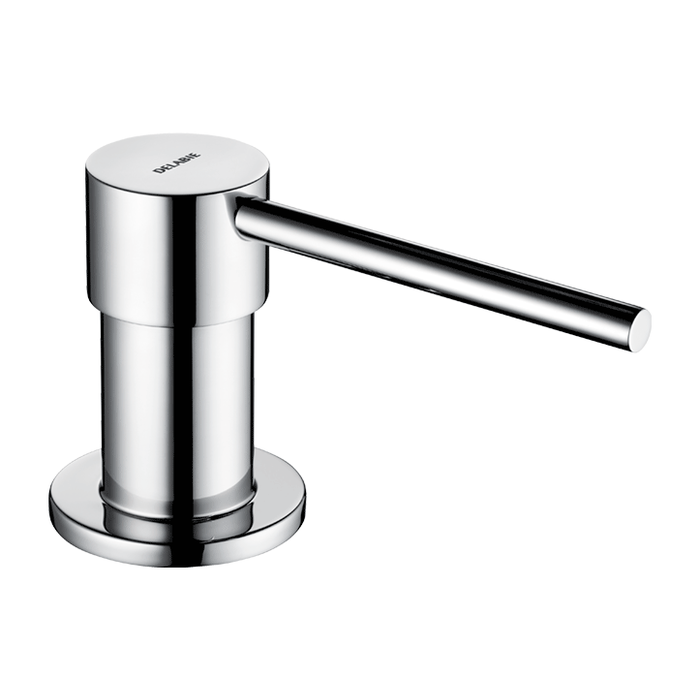 Distributore di sapone da piano DELABIE con bocca dritta, senza serbatoio, inox lucido