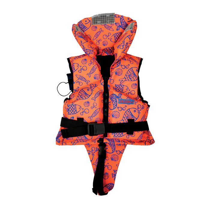 Colete salva-vidas LALIZAS 100N, para bebés 3 - 10 kg, cor de laranja fluo com padrão marítimo