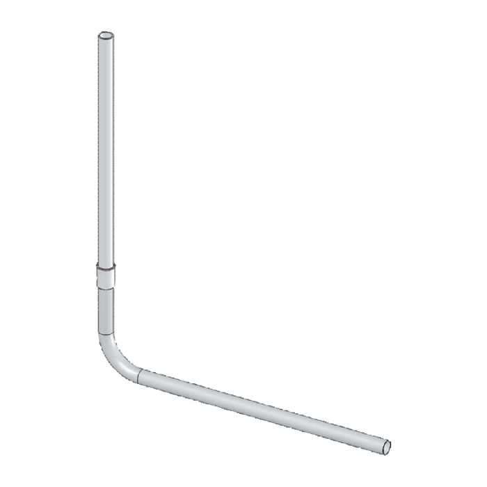 PVC flush pipe for WC bowl with DELABIE TEMPOMATIC, TEMPOFLUX or TEMPOCHASSE, concealed or wall-mounted, without connector