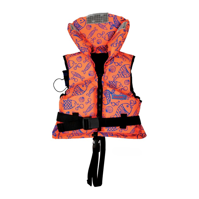 Colete salva-vidas LALIZAS 100N, para crianças 30 - 40 kg, cor de laranja fluo com padrão marítimo
