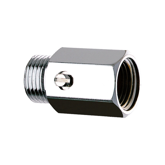 Rechte STOP koppeling DELABIE, met afsluitventiel, ZW1/2″, lengte 35 mm, vernikkeld