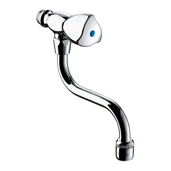 Wandkraan voor spoelbak DELABIE, Z1/2″, met Long-Life kop, met draaibare uitloop van 150 mm lengte