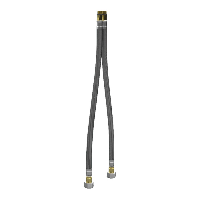 PEX slang W3/8″ DELABIE, Z11 × 1, lengte 376 mm, voor de voeding van gastronomische armaturen, gevlochten RVS, 2 stuks