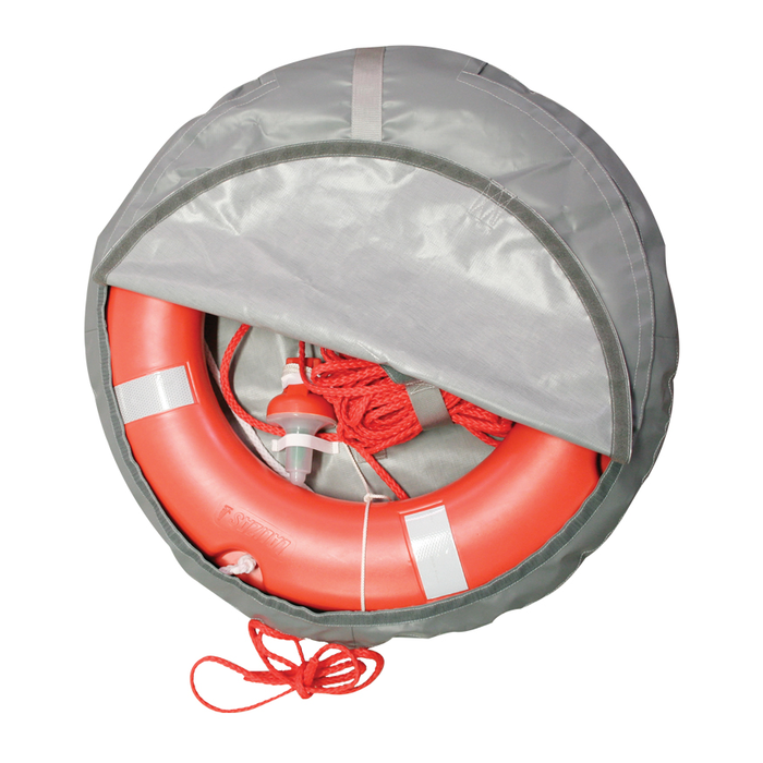 Kit com boia circular LALIZAS SOLAS 75 cm com lanterna de boia e cabo, em capa