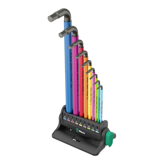 Wera 950/9 Hex-Plus Multicolour 3 Winkelschlüsselsatz, BlackLaser, mit Ständer