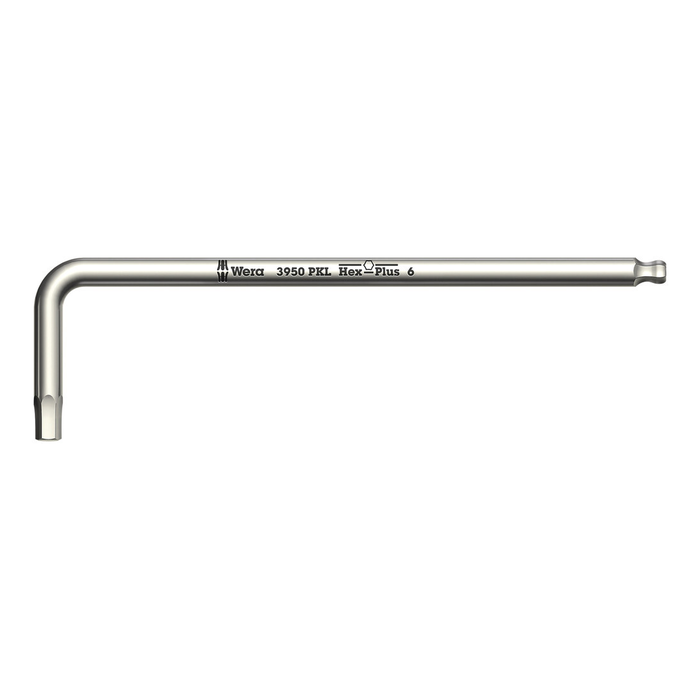 Chave L de aço inoxidável Wera 3950 PKL com ponta esférica 6,0 mm