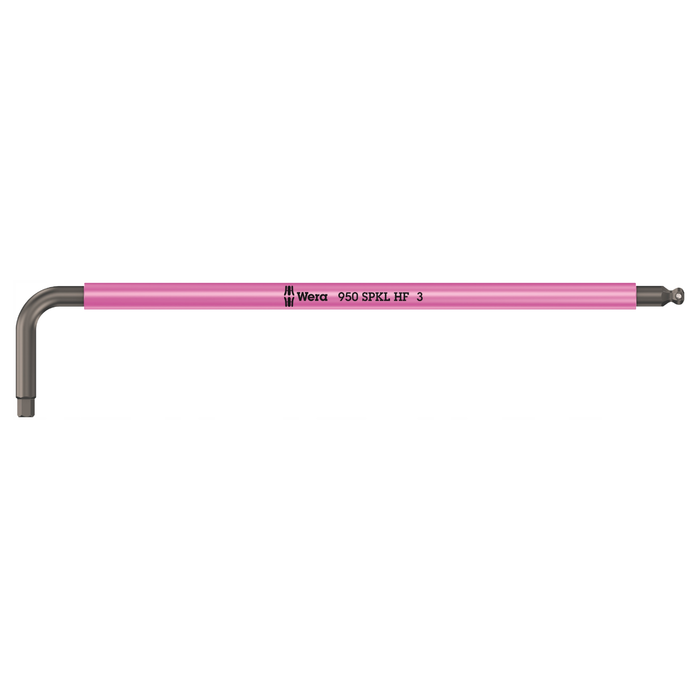 Clé mâle coudée longue Wera 950 SPKL HF Multicolore avec tête sphérique et fonction de retenue 3,0 mm