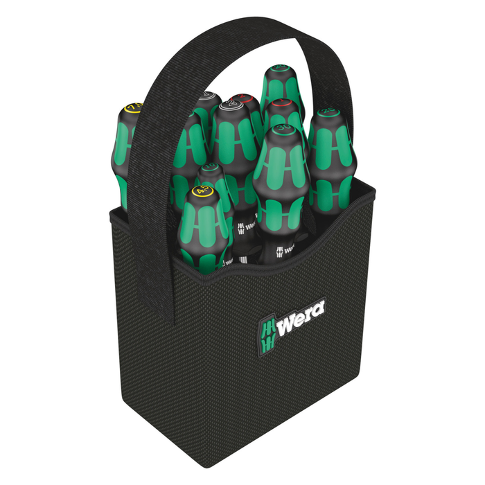 Conjunto de chaves de fenda de 11 peças em uma bolsa para ferramentas, Wera Kraftform 2go 300