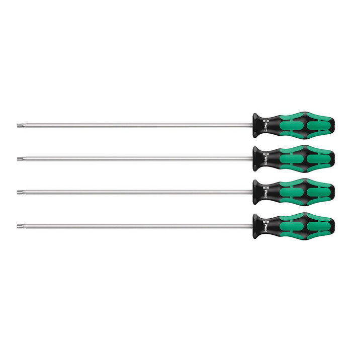مجموعة مفكات براغي 4 قطع بوظيفة إمساك وشفرات طويلة 300 مم، وير Kraftform 367/4 TORX® HF