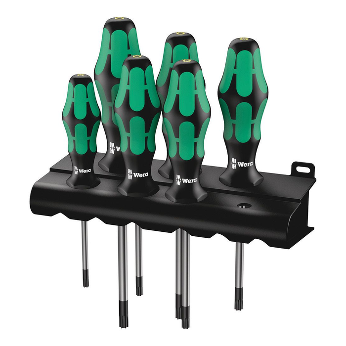 6-piece screwdriver set for tamper-proof TORX® screws, with rack, Wera Kraftform 367/6 TORX® BO